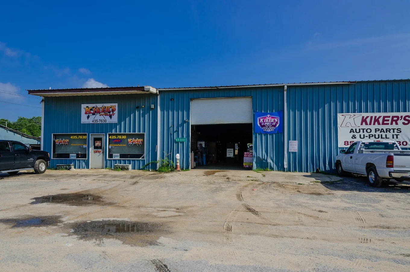 Kiker's storefront and service entrance serving Milton and East Milton